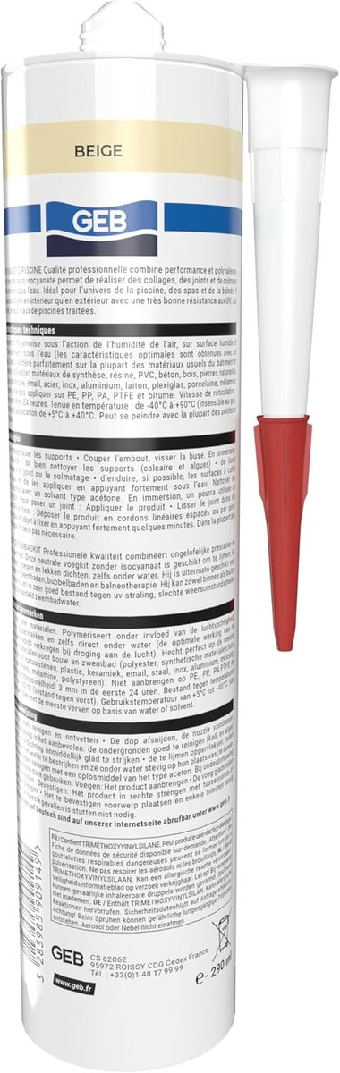 Waterdichte Kit - Reparatiemiddel Zwembad - Lijmen en voegen - Direct onder water te gebruiken - 290 ml - Beige — afbeelding 4