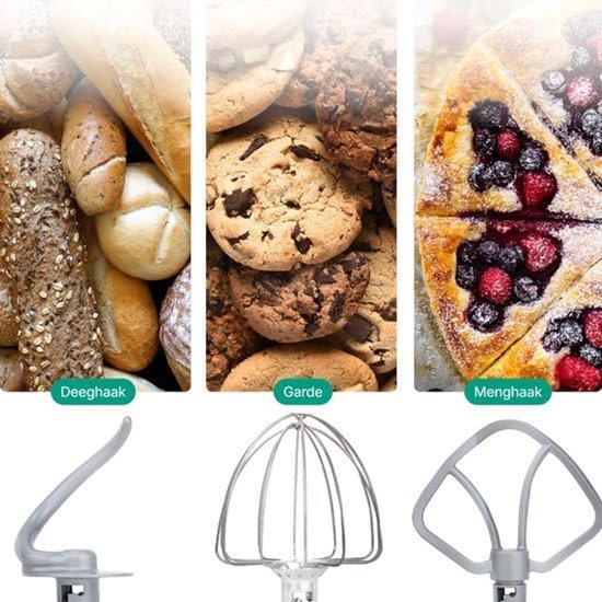 Keukenmachine - Keukenrobot Foodprocessor - Bakken en Koken - 15 Delige Set - 6.2L Kom - Rood van Merkloos — afbeelding 4