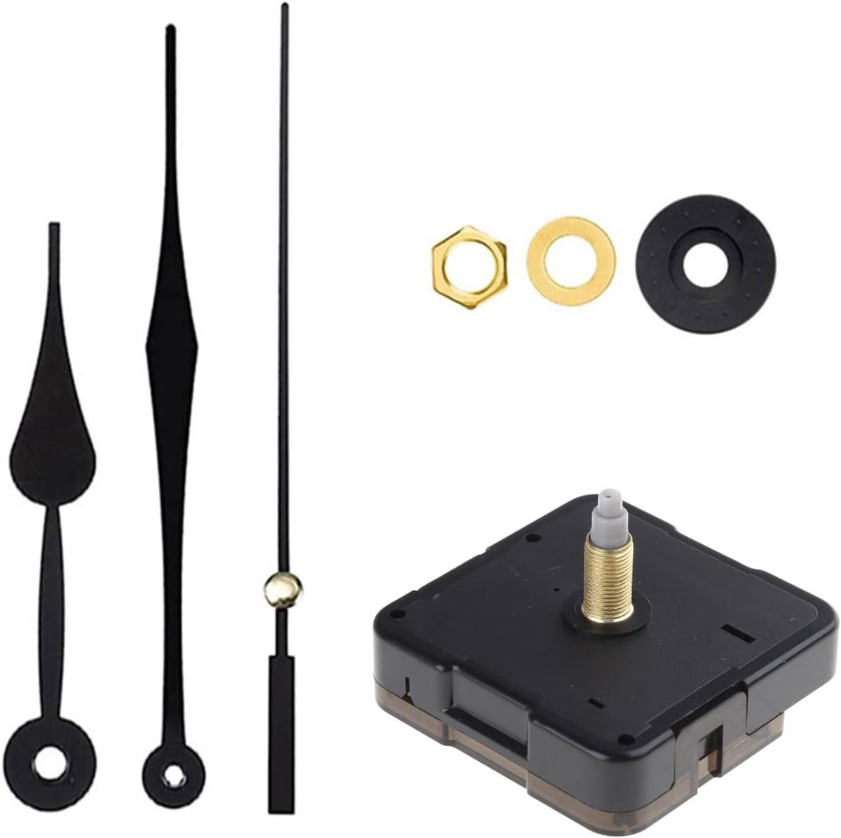 Klok Beweging Vervanging - Reparatie Onderdelen - Wandklok Repareren - Batterij Werkt - 20mm As Lengte - Zwart