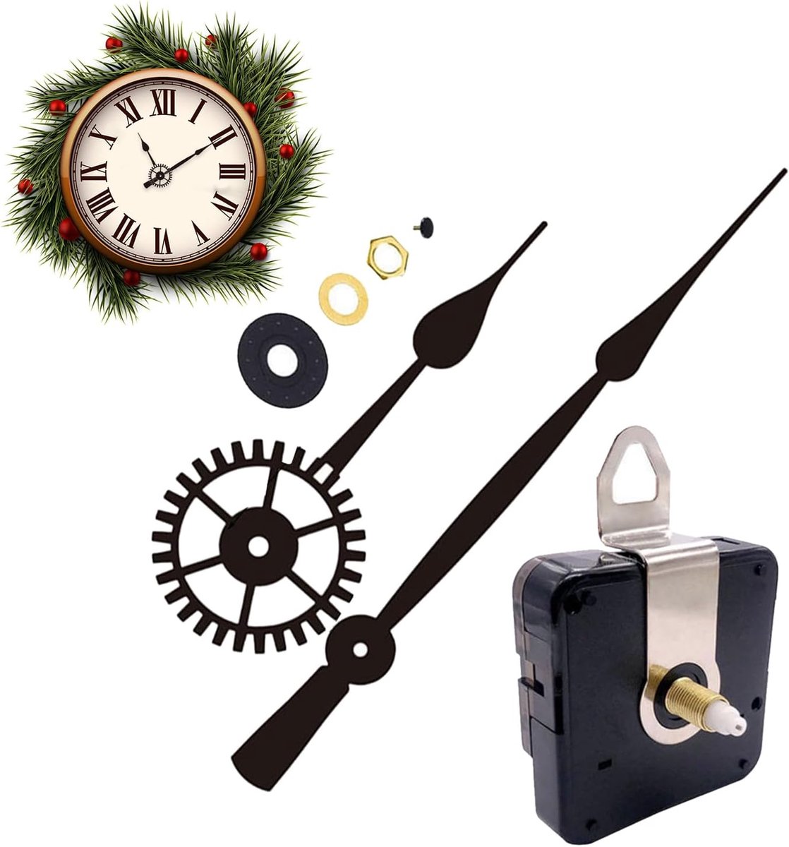 Klok Wijzers Motor Kit - Klok Onderdelen - Klok Reparatie - Hoog Koppel - 200mm 230mm - Zwart Goud