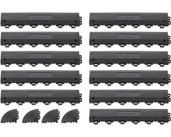 VEVOR 11-Delige Hellingbaan voor Garagevloerbedekking, 31 X 6,9 Cm Toegangshelling voor Kliktegels, Pp-Hellingbaan Met 4 Hoekstukken voor Garagevloer, Werkplaatsvloer, Kliktegels, Alleen voor VEVOR Drainagematten