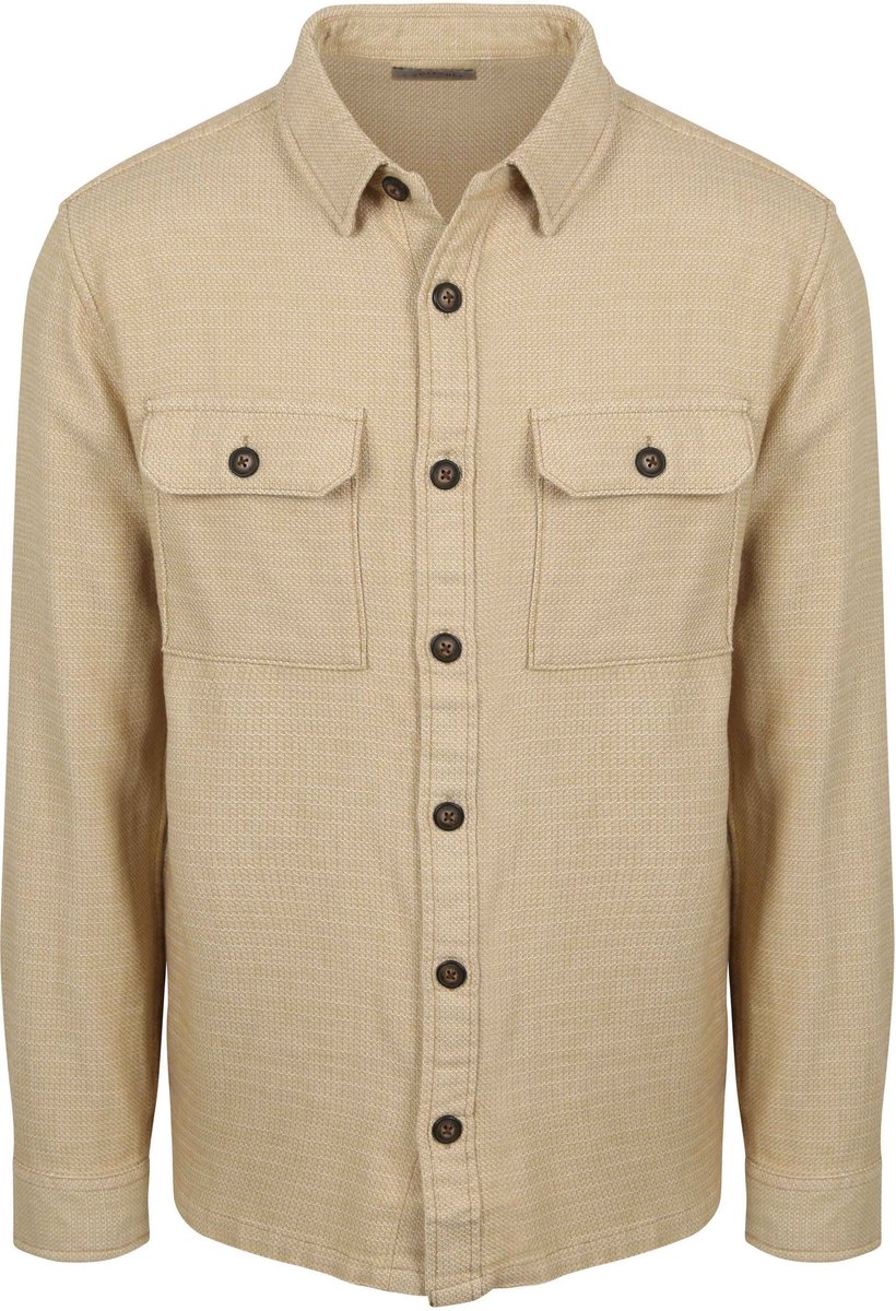 Suitable Overshirt Structure Beige - Maat M - Heren