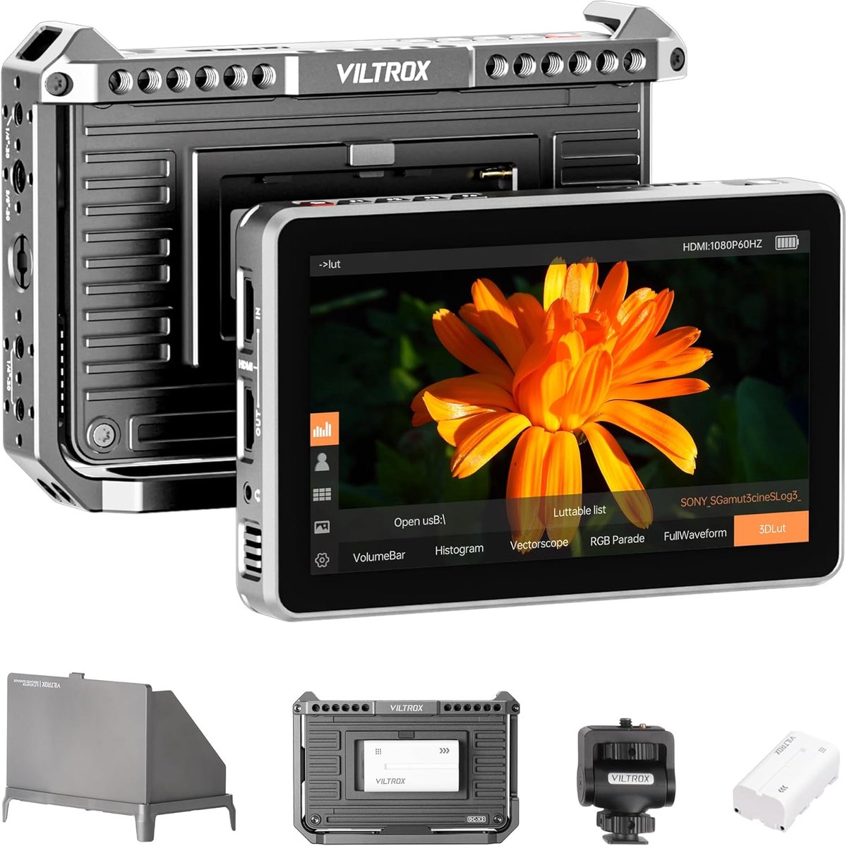 Touchscreen Monitor - Video Monitoring - Filmproductie - Geïntegreerde Kooi - 6 Inch - Zwart