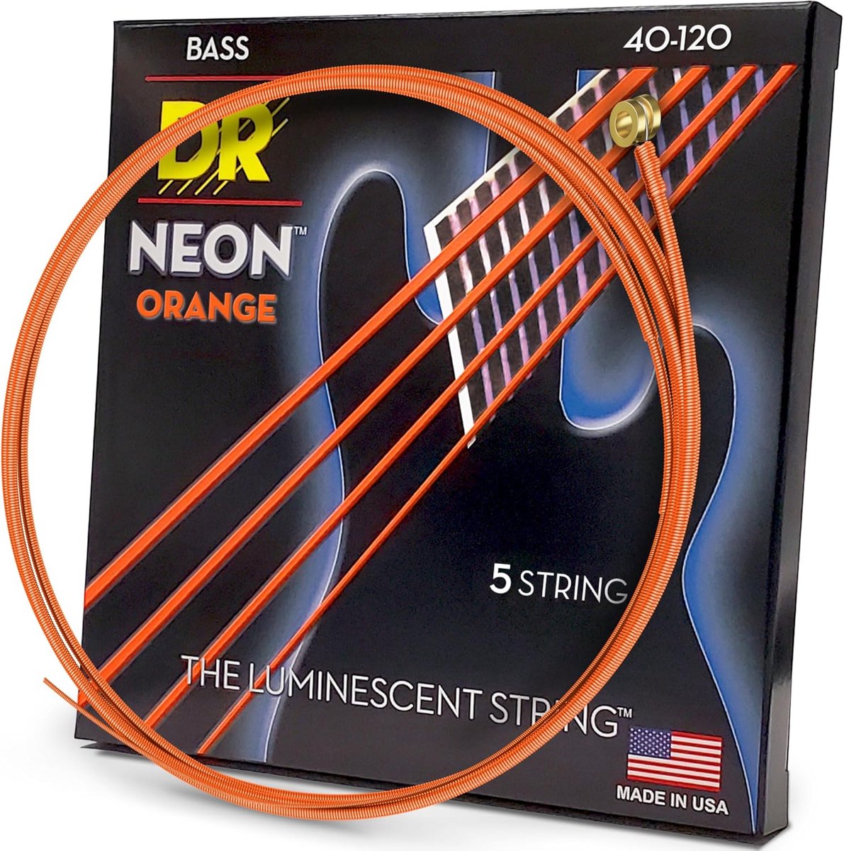 5-Snaren Bassnaren - Basgitaar Snaren - Muziek Maken - Zichtbaar Onder UV - Light Gauge - Oranje