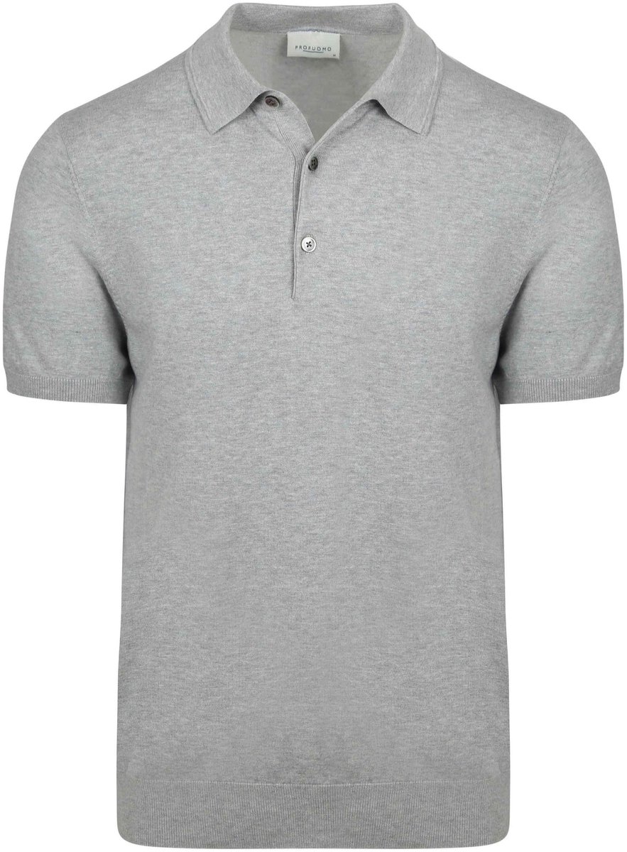 Profuomo Knitted Poloshirt Grijs - Maat M - Heren