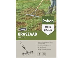 Pokon Graszaad Herstel - 1kg - Gazonherstel - Geschikt voor 40m² tot 60m² - Supersnel egaal groen gras