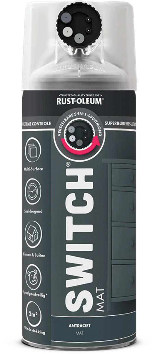 Rust-Oleum Switch Spuitbus Verf Mat 400ml - Antraciet
