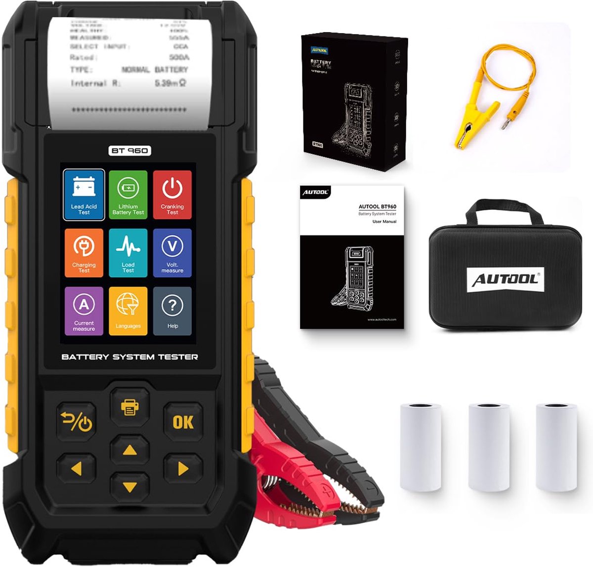 Accutester met Printer - Batterij Analyse - Voertuigonderhoud - Ondersteunt Lithium - 12V 24V
