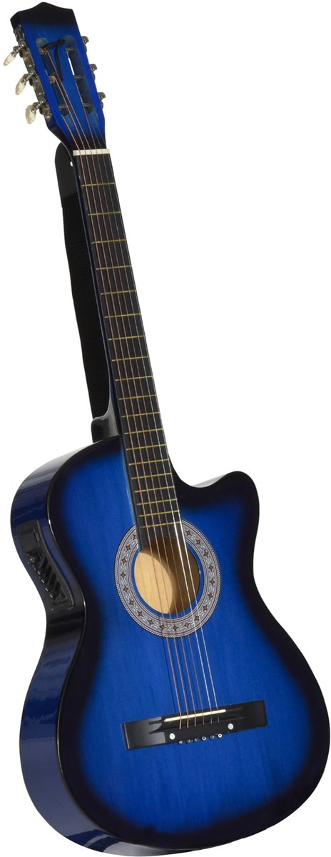 HOMCOM elektrische gitaar - Berkenhout - 96,5 x 35,8 x 8,5 cm - Blauw en zwart