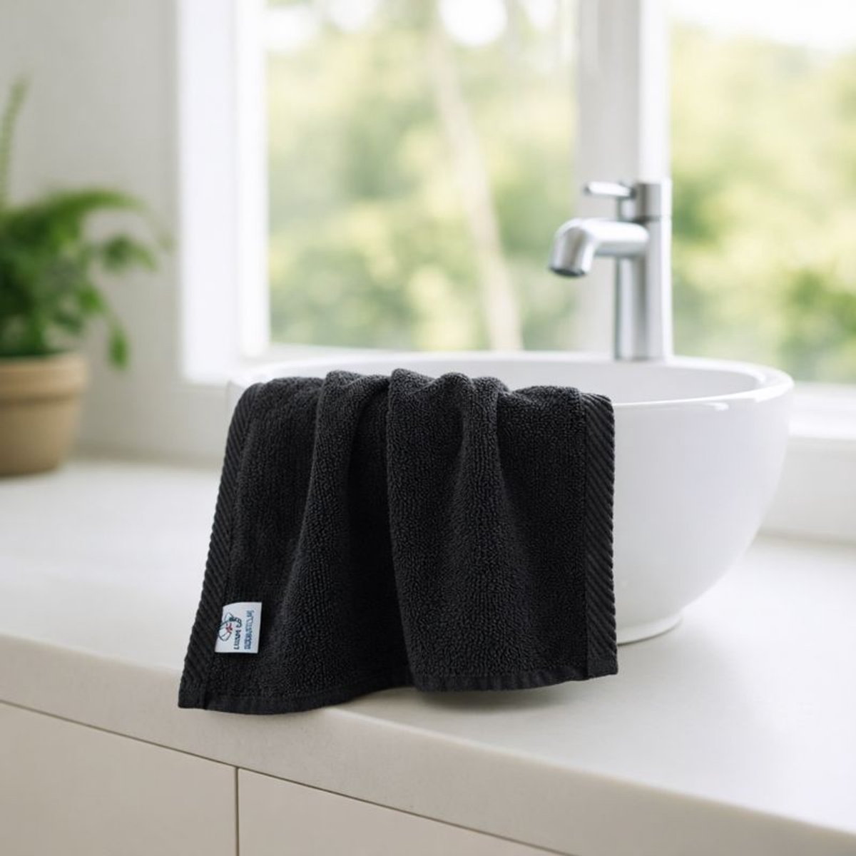 Nile Textile Luxe Gastendoekje - 30x30 - Zwart - 600GSM - Egyptisch Katoen