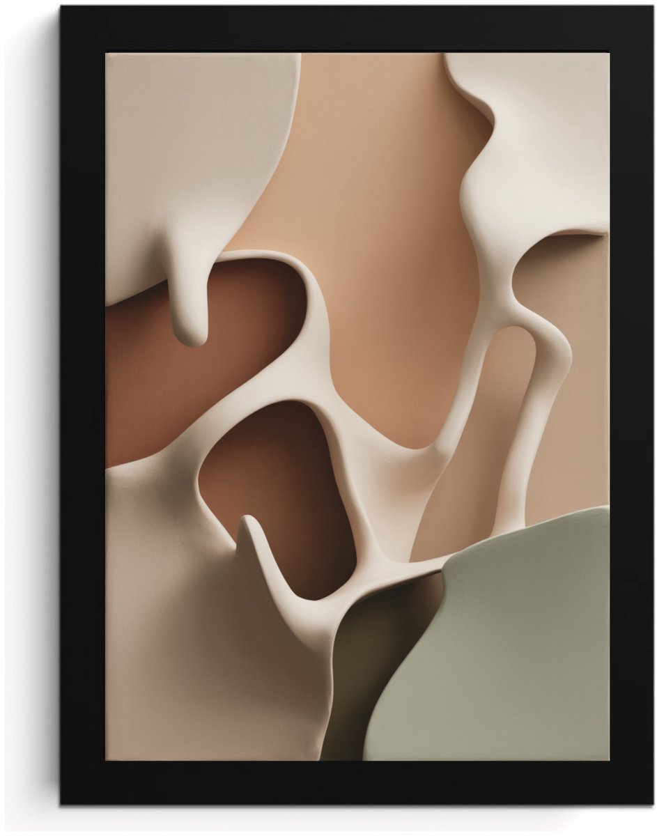 Abstracte Vormen Fotolijst, A4 Wall Art, Moderne Beige Kunst, Hoogresolutie Print, MDF Frame, Acrylglas, Wanddecoratie, Fotolijst