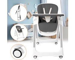 Froadp Opvouwbare kinderstoel voor baby's Kinderstoel Met bekleding, dubbele tafelplaat, 5-puntsgordel, in hoogte verstelbare tafelplaat Opvouwbare kinderstoel Babyzitje vanaf 6 maanden Kinderen - Type A Grijs