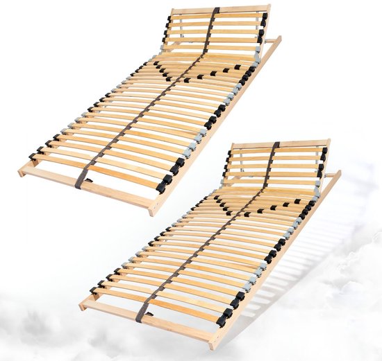 Coemo 2 stuks "ERGO" lattenbodem voor tweepersoonsbed, 7-zones verstelbaar hoofdbord, 30 latten, 80 x 210 cm