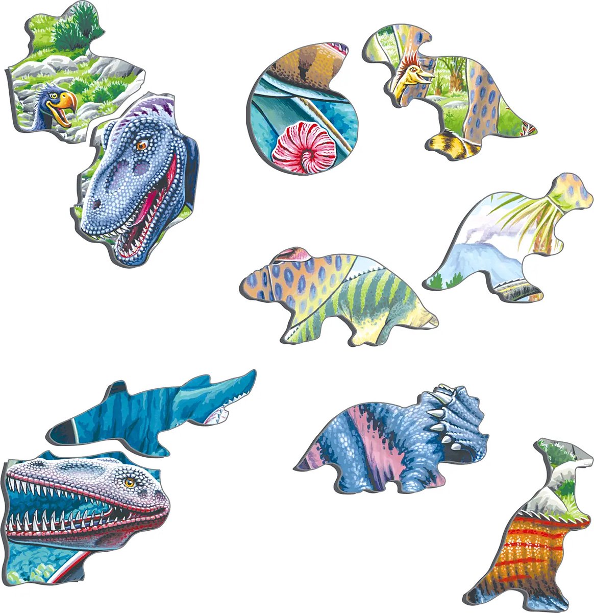 Larsen Dinosauriërs die vliegen, rennen en duiken – Puzzel – Dieren – Prehistorie – Educatieve legpuzzel voor kinderen – 70 stukjes – Gemaakt in Noorwegen – Extra dikke 2,5 mm stukjes – Tray met vaste rand — cadeau in Spellen & Speelgoed - foto 7