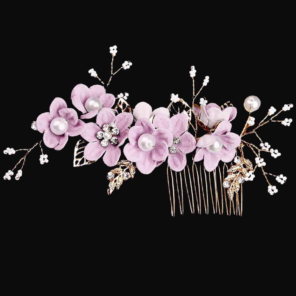 Paarse Bruidsmeiden Haaraccessoires - Zij Kammen & Bloemen Haarspelden