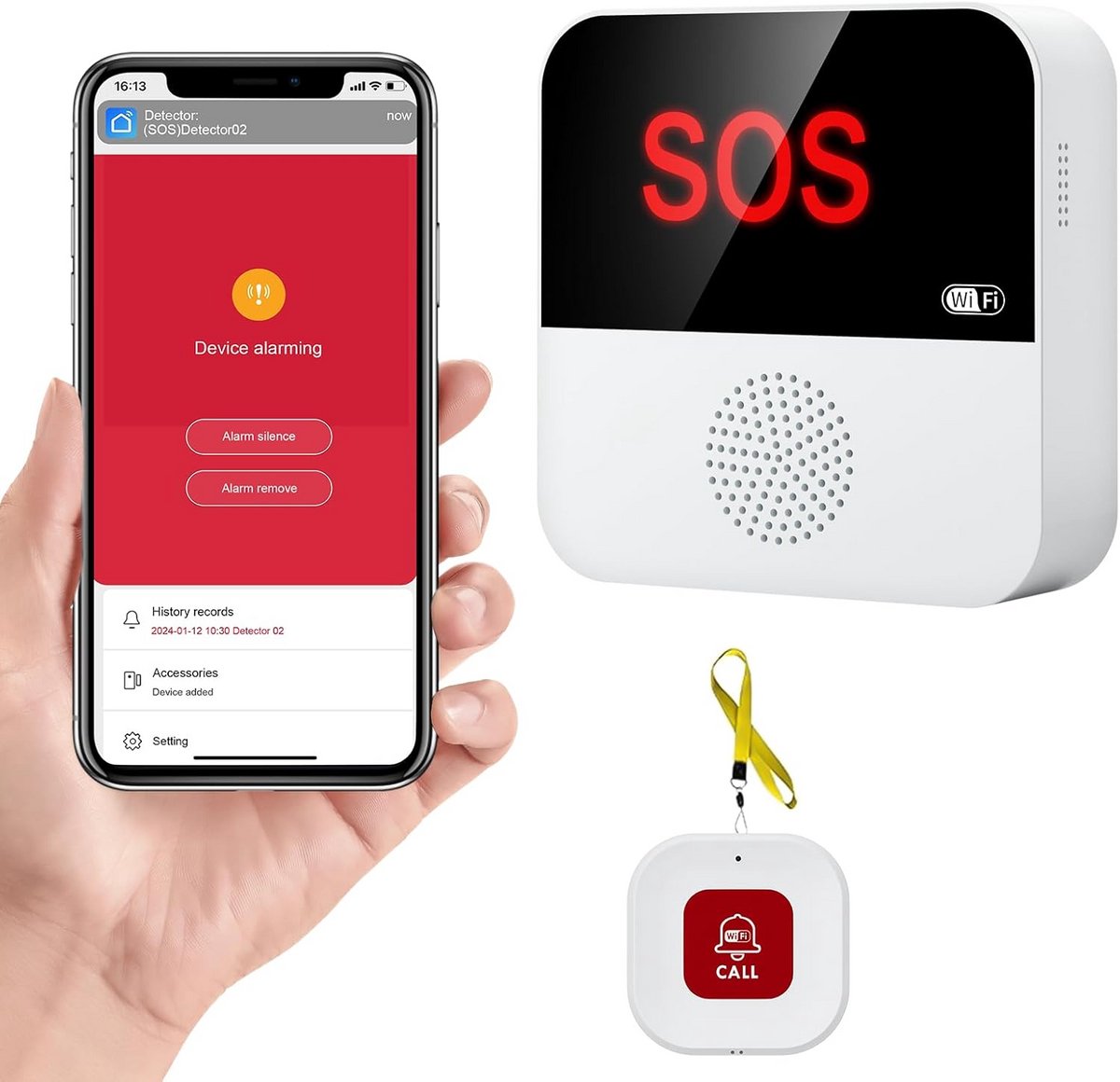 Draadloos SOS Alarm Systeem voor Ouderen en Senioren met Ontvanger en Pager Knop
