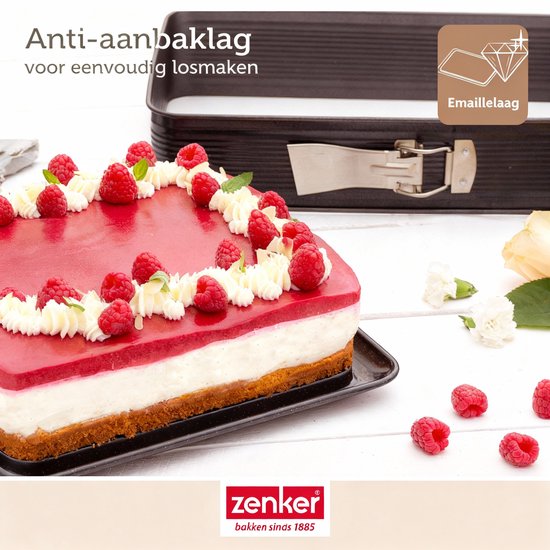 Dr. Oetker Rechthoekige springvorm met emaille bodem, 28 cm, bakidee – antiaanbaklaag, bestendig tot 230 °C, lekvrij