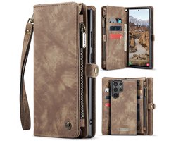 CaseMe Hoesje - Geschikt voor Samsung Galaxy S26 Ultra Hoesje - CaseMe 008 2-in-1 Book Case & Back Cover met Portemonnee - Bruin