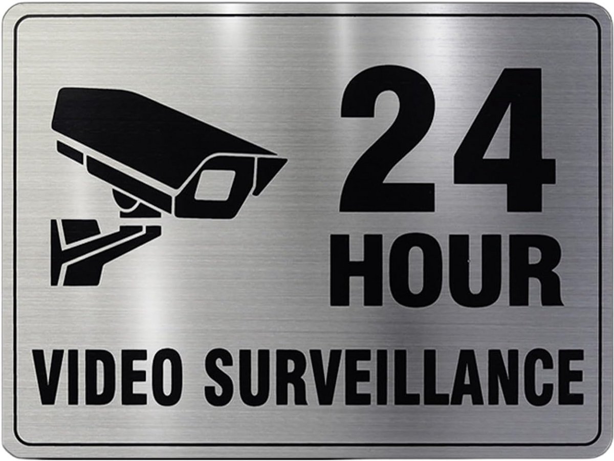2x Videobewaking Waarschuwingsbord - Reflecterend & Zelfklevend RVS - 20,5x15cm