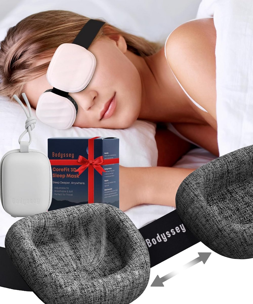3D Slaapmasker Verduisterend - Drukloos & Ergonomisch voor Mannen en Vrouwen - Lichtblokkerend Zacht Nachtmasker