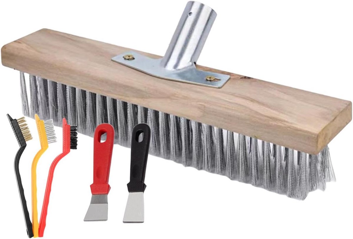 Stevige IJzeren Bezem voor Buiten - Krachtige Schrobber voor Terras en Tuin