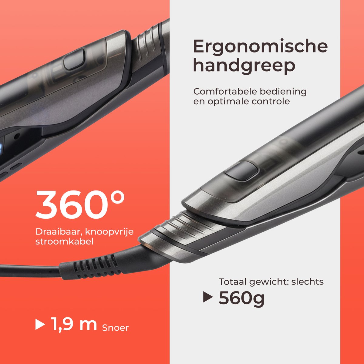 CIRIEL W10 Stijltang met Stoom - 2 in 1 Krultang - afbeelding 3