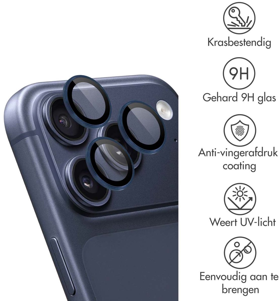 imoshion Camera Lens Protector - Geschikt voor Apple iPhone 17 Pro Max / 17 Pro - 2 Pack - Dark Blue — cadeau in Cadeau-ideeën - foto 7