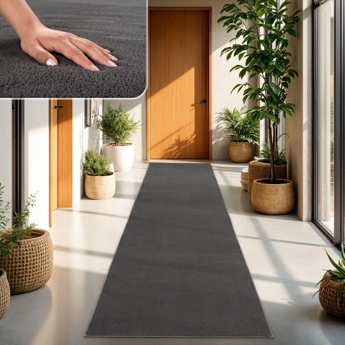 Kortpolig tapijt in één tint - modern design, wasbaar, geschikt voor vloerverwarming