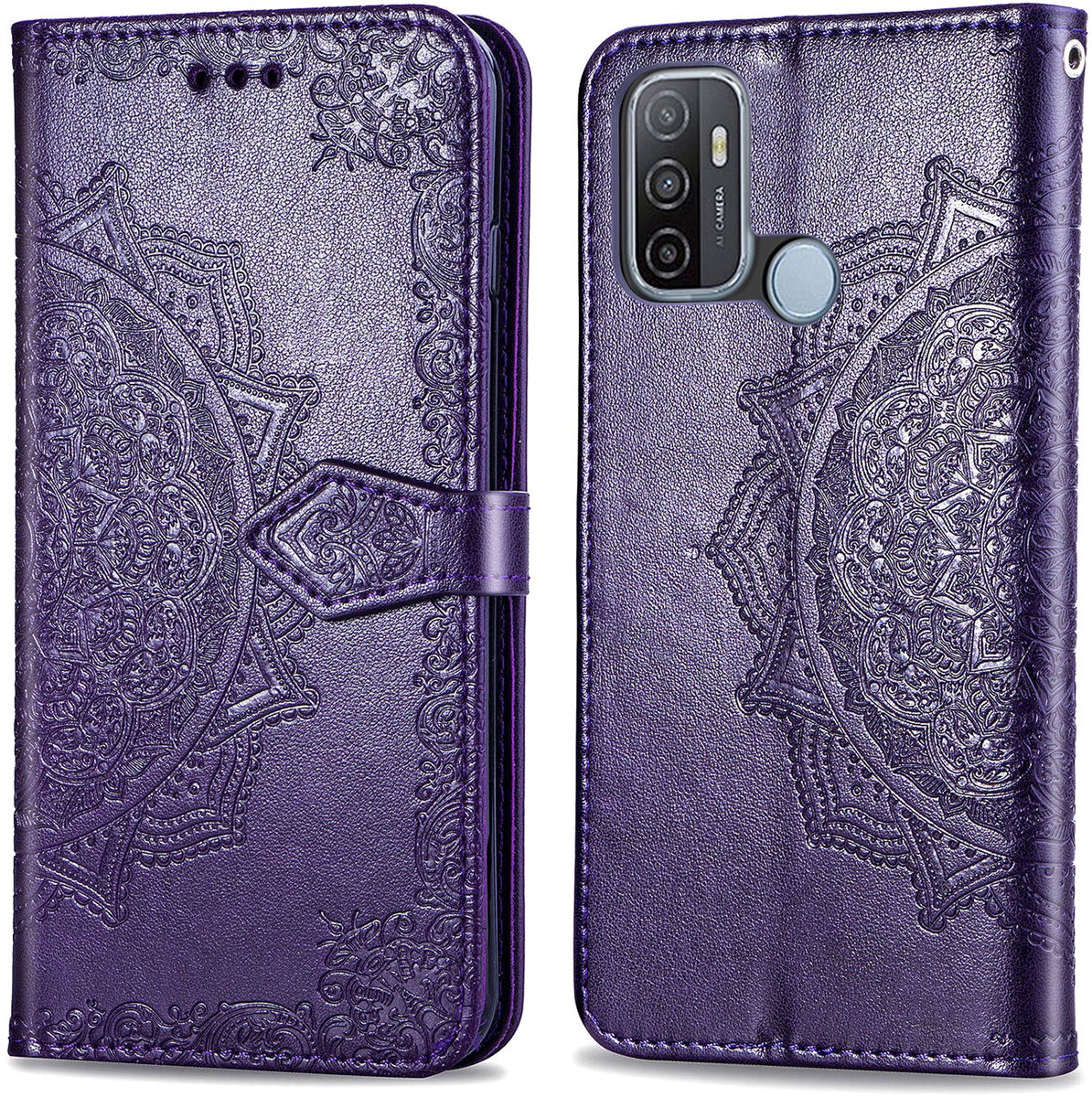 imoshion Hoesje - Geschikt voor Oppo A53 / Oppo A53s - Mandala Bookcase - Paars