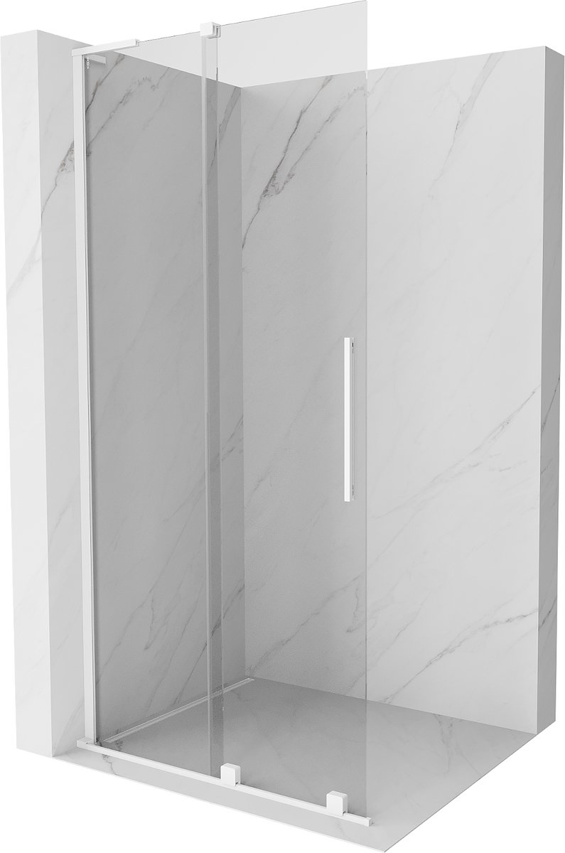 Mexen Velar L schuifbare douchewand Walk-in 100 x 200 , transparant 8 mm, wit - 871-100-003-03-20