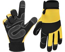 Handschoenen - Tuinhandschoenen - Werkhandschoenen voor heren - Multifunctionele mechanische tuinhandschoenen - Duurzame handpads met hoge touchscreengevoeligheid - Cadeau voor de feestdagen - Geel - Maat XL