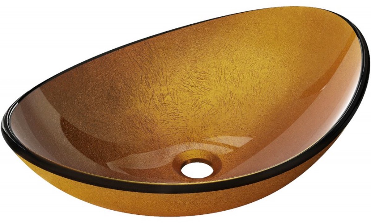 Mexen Sonia glazen opbouw wasbak 54 x 37 cm, goud - 24145450