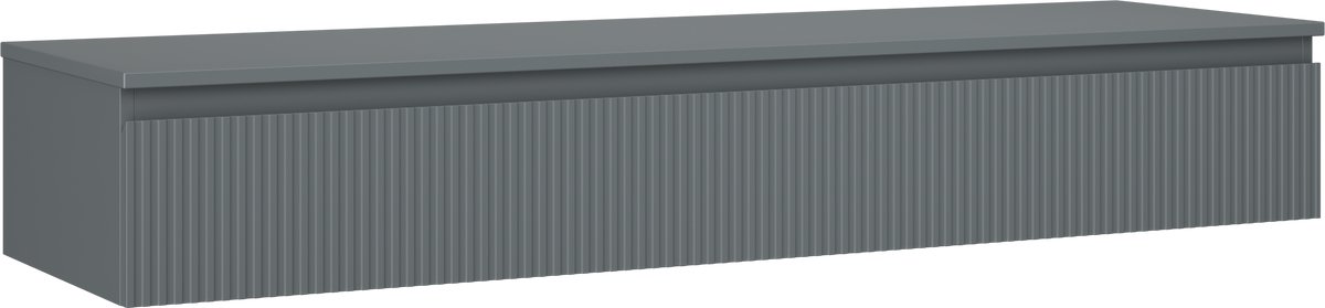 Mexen Rivel badkamerkast onder wastafel 160 cm met blad, 1 lade, geribbeld, mat grafiet - 91A20-16023-1-BFC66