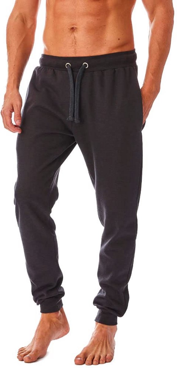 Gerecycled heren joggingbroek in charcoal marl, maat 3XL