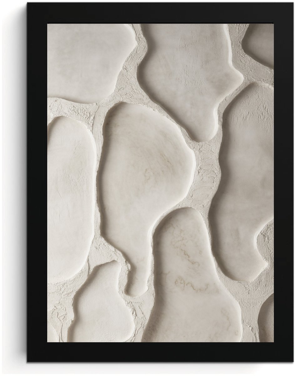 Abstracte Vormen Fotolijst A4, Beige Wall Art, Moderne Muur Decor, Hoge Resolutie Print, MDF Frame, Acrylglas, Wall Art