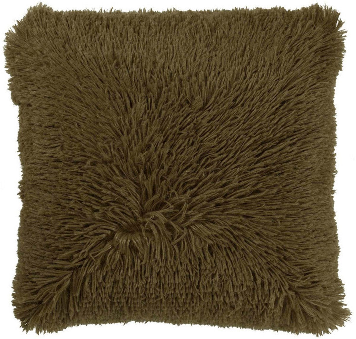 Dutch Decor FLUFFY - sierkussen 60x60 cm - superzacht - XL kussen - Military Olive - groen - Inclusief binnenkussen - Luxe kussens voor woonkamer & bank Olijfgroen