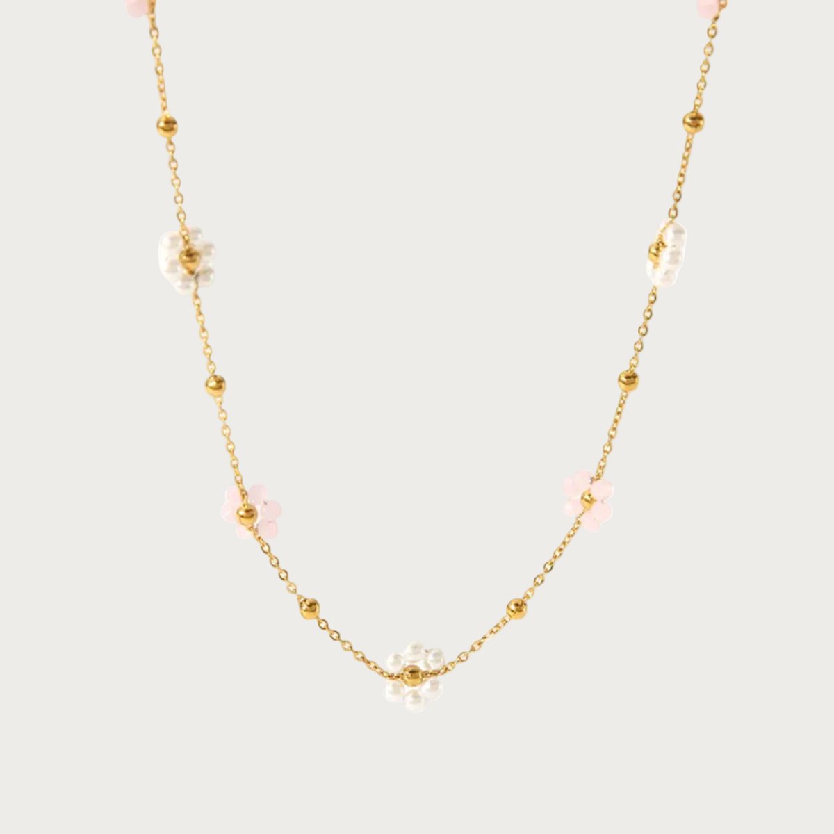 Miranda - Ketting - Lichtroze- Stainless Steel - -