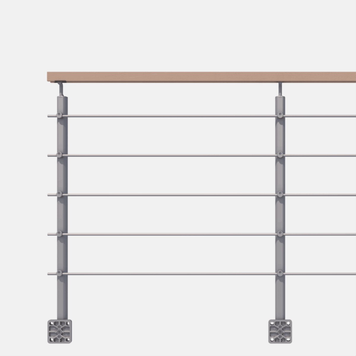 Kordo - Balustrade zijdelingse montage - OPALU - Silver met beuken handgreep - 2 m