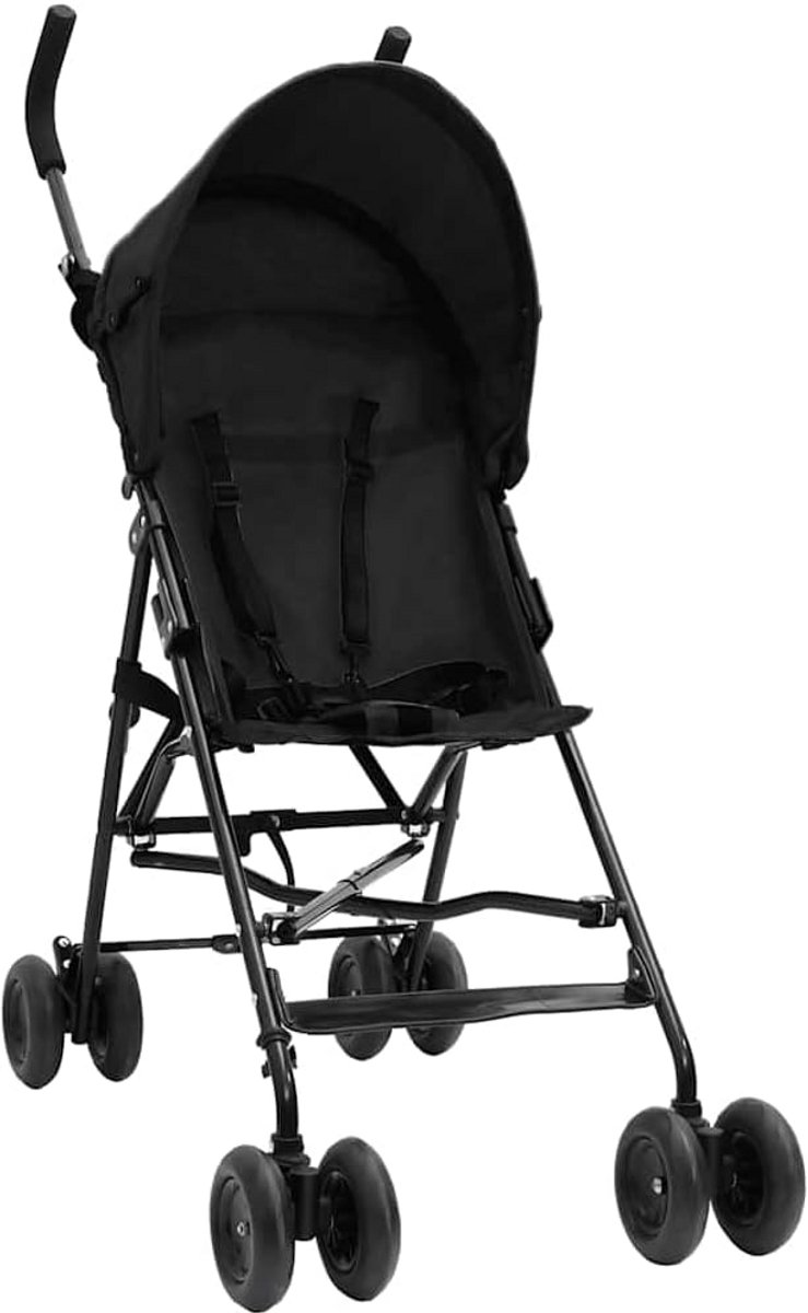Kinderbuggy Joggingwagen Staal Antraciet en Zwart voor Lange Uitjes