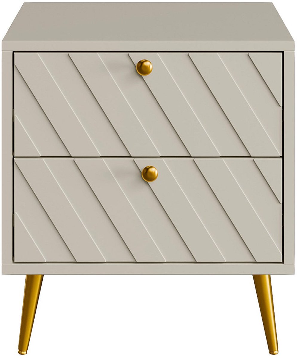 Vente-unique Nachtkastje met 2 lades - Beige - TEODA
