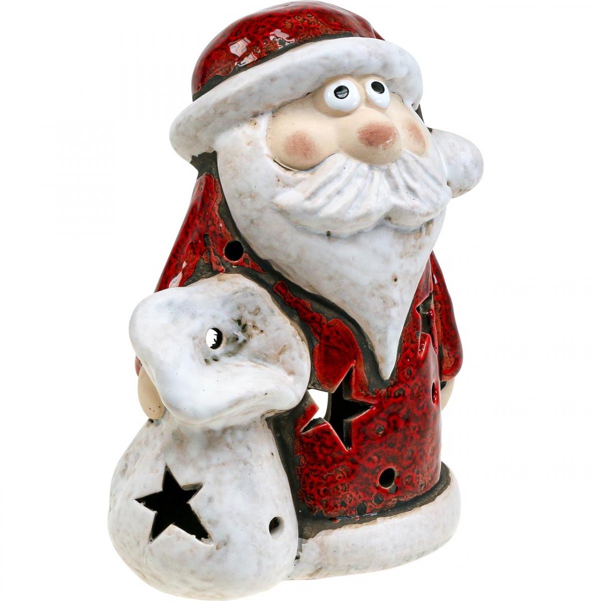 Kerstman deco theelichthouder Kerst H15cm