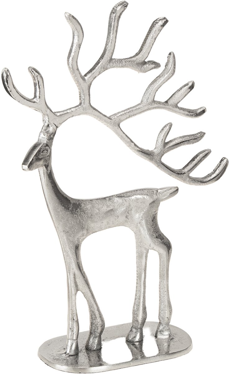 Rendier decoratie hert figuur metaal zilver H31cm
