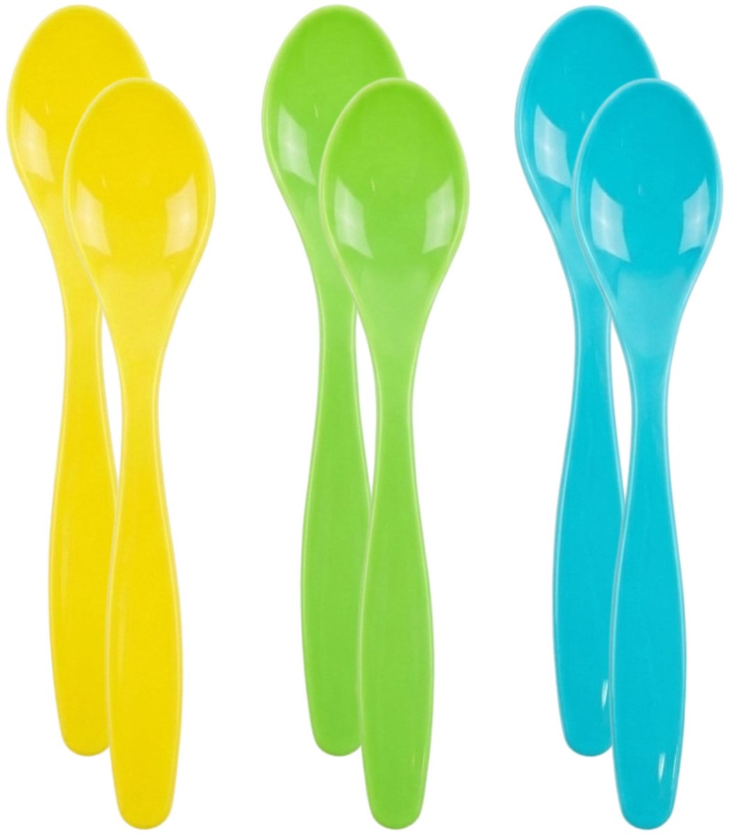 Haushaltshelden Eierlepels - kunststof - 14 cm - 24x - lepelset - diverse kleuren - ontbijt