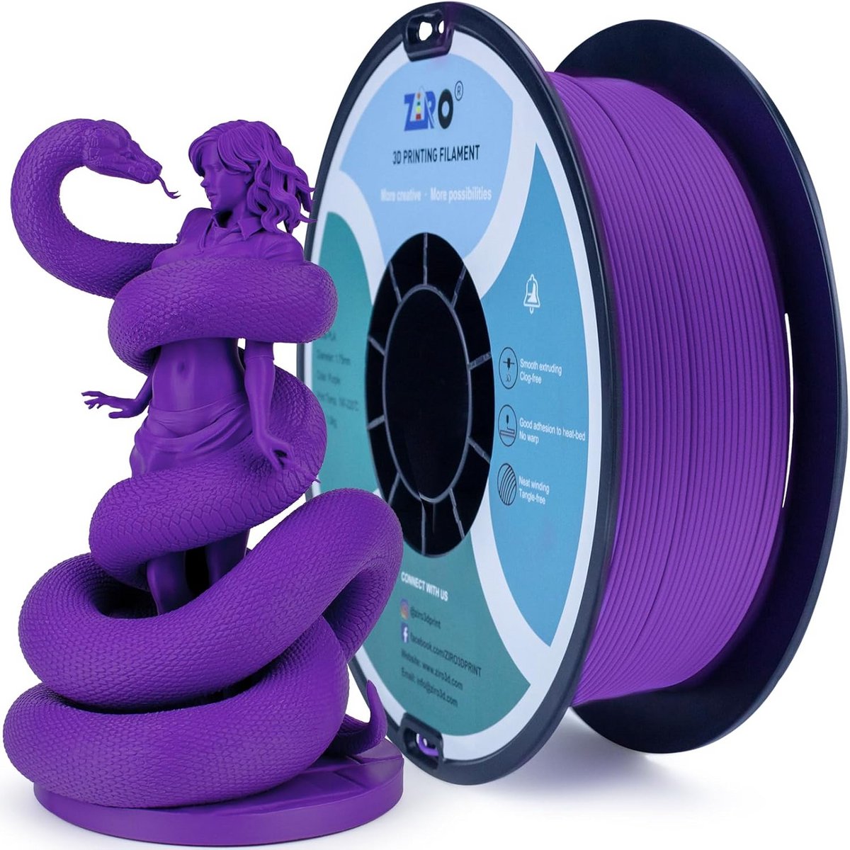 Matte PLA Filament 1.75 mm - Hoogwaardige 3D Printer Filament in Paars - 1KG