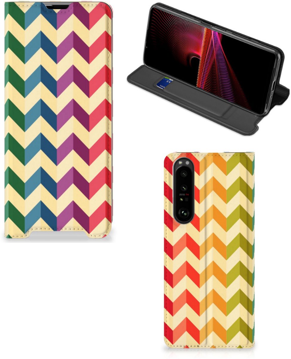 Sony Xperia 1 III Hoesje met Magneet Zigzag Multi Color