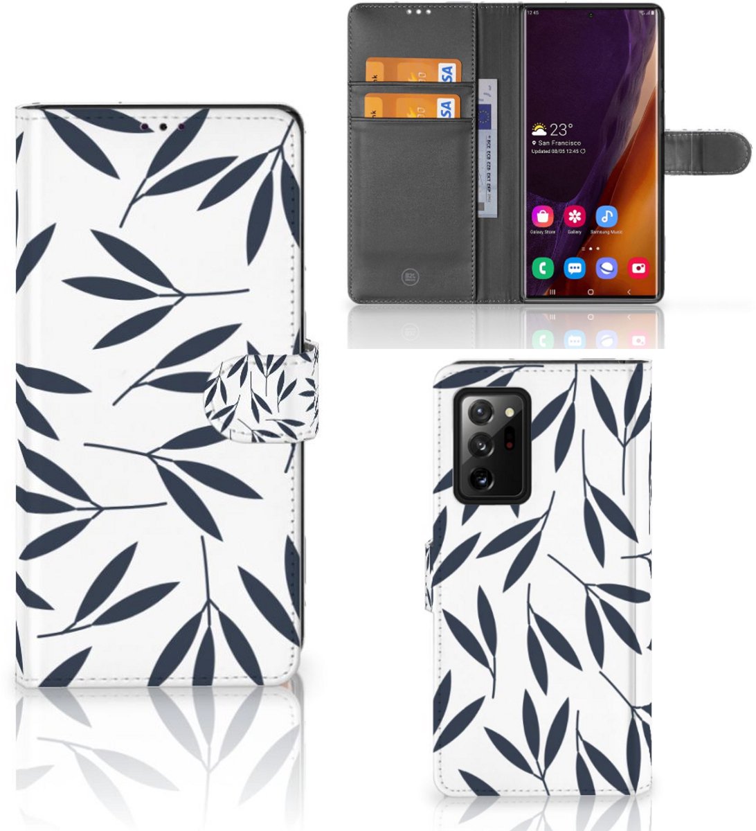 Samsung Galaxy Note20 Ultra Hoesje Leaves Blue