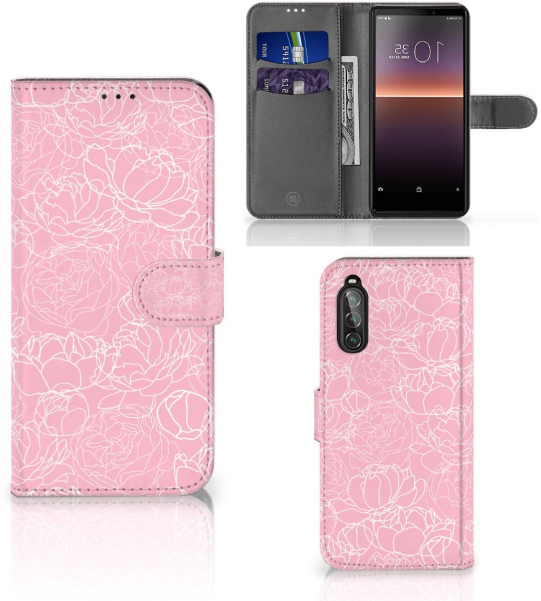 Sony Xperia 10 II Hoesje White Flowers
