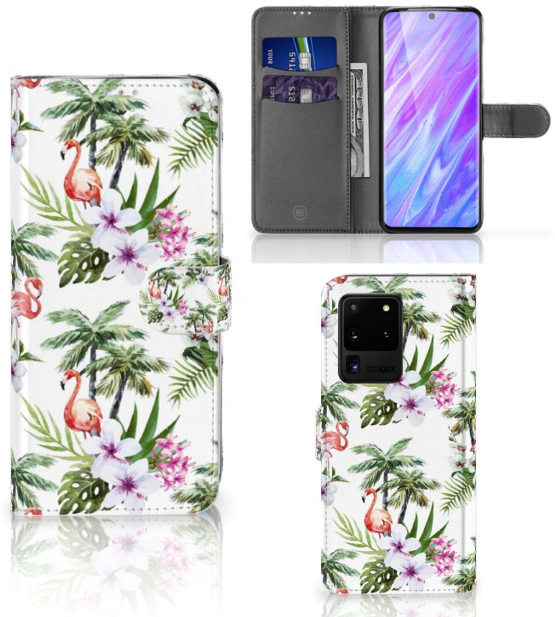 Samsung Galaxy S20 Ultra Telefoonhoesje met Pasjes Flamingo Palms
