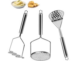 Ensemble de 3 presse-purées - Presse-purée pour pommes de terre - Presse-purée en acier inoxydable - Argent - Presse-tout multifonctionnelle - Pour Purée & Alimentation bébé