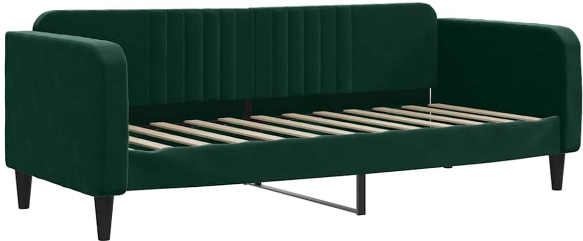 vidaXL Slaapbank - 80x200 - cm - fluweel - donkergroen